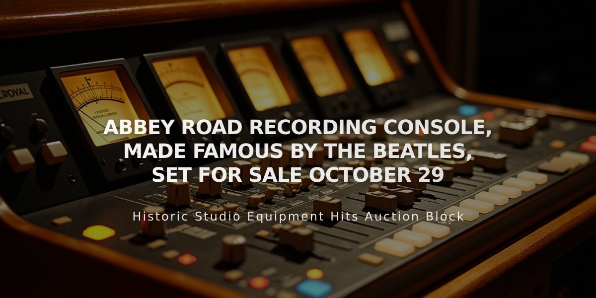 Historic Beatles' Abbey Road Console Hits Market After 5-Year Restoration