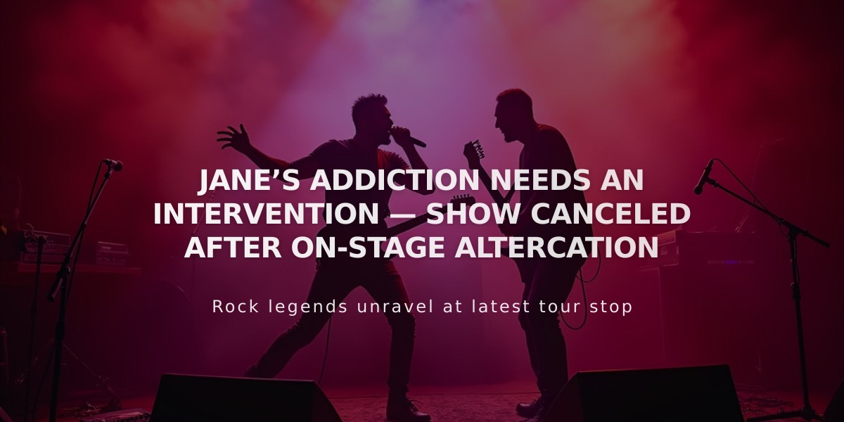 Jane's Addiction Show Canceled After Perry Farrell and Dave Navarro's On-Stage Fight in Boston