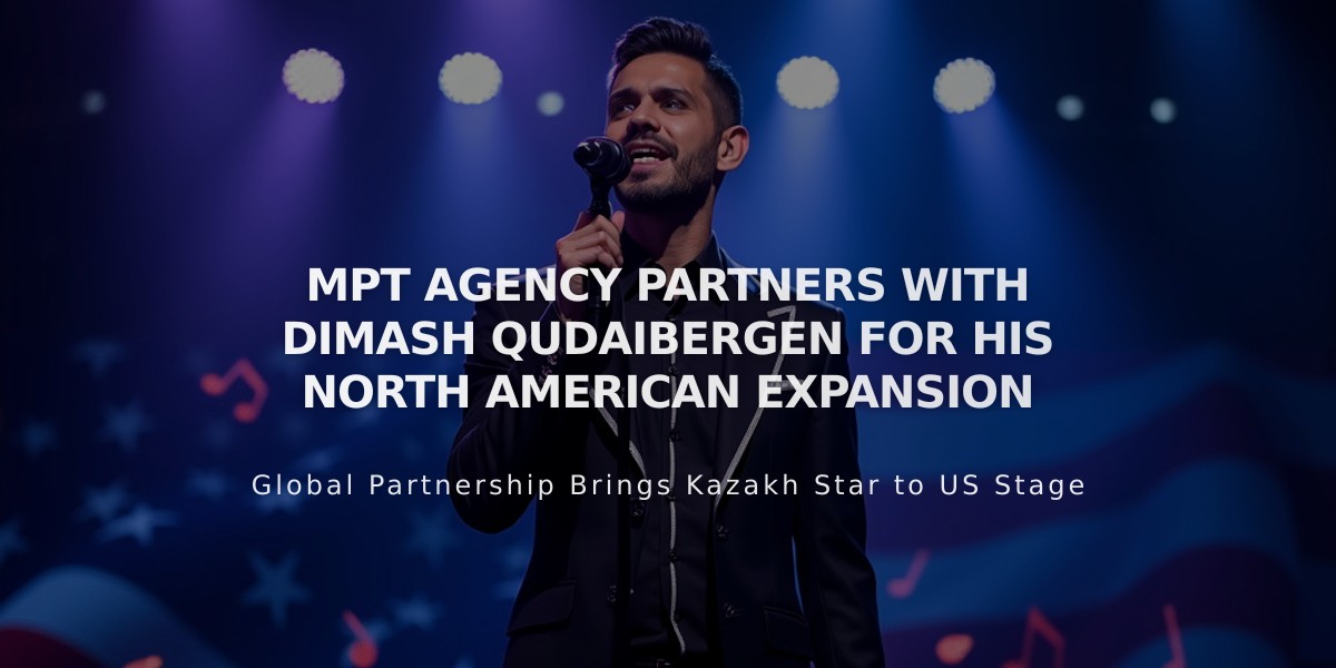 Dimash Qudaibergen Teams Up with MPT Agency for North American Market Entry