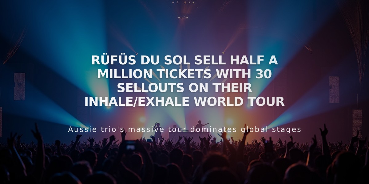 Rüfüs Du Sol's Inhale/Exhale World Tour Hits 500,000 Tickets Sold with 30 Sold-Out Shows