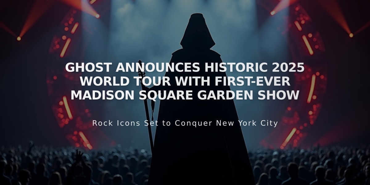 Ghost Announces Historic 2025 World Tour With First-Ever Madison Square Garden Show