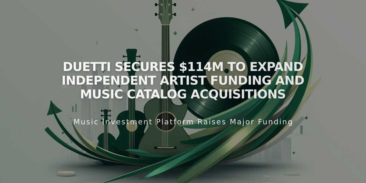 Duetti Secures $114M to Expand Independent Artist Funding and Music Catalog Acquisitions