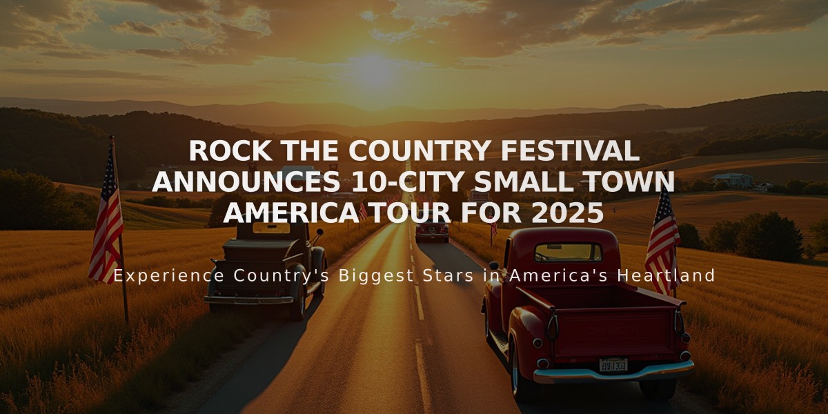 Rock the Country Festival Announces 10-City Small Town America Tour for 2025