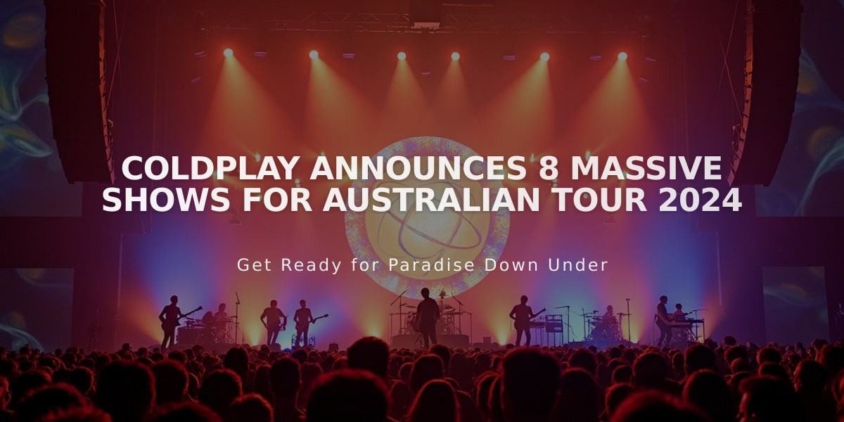 Coldplay Announces 8 Massive Shows for Australian Tour 2024