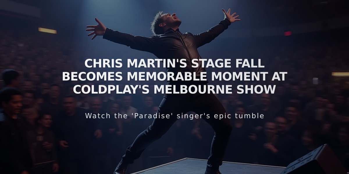 Chris Martin's Stage Fall Becomes Memorable Moment at Coldplay's Melbourne Show