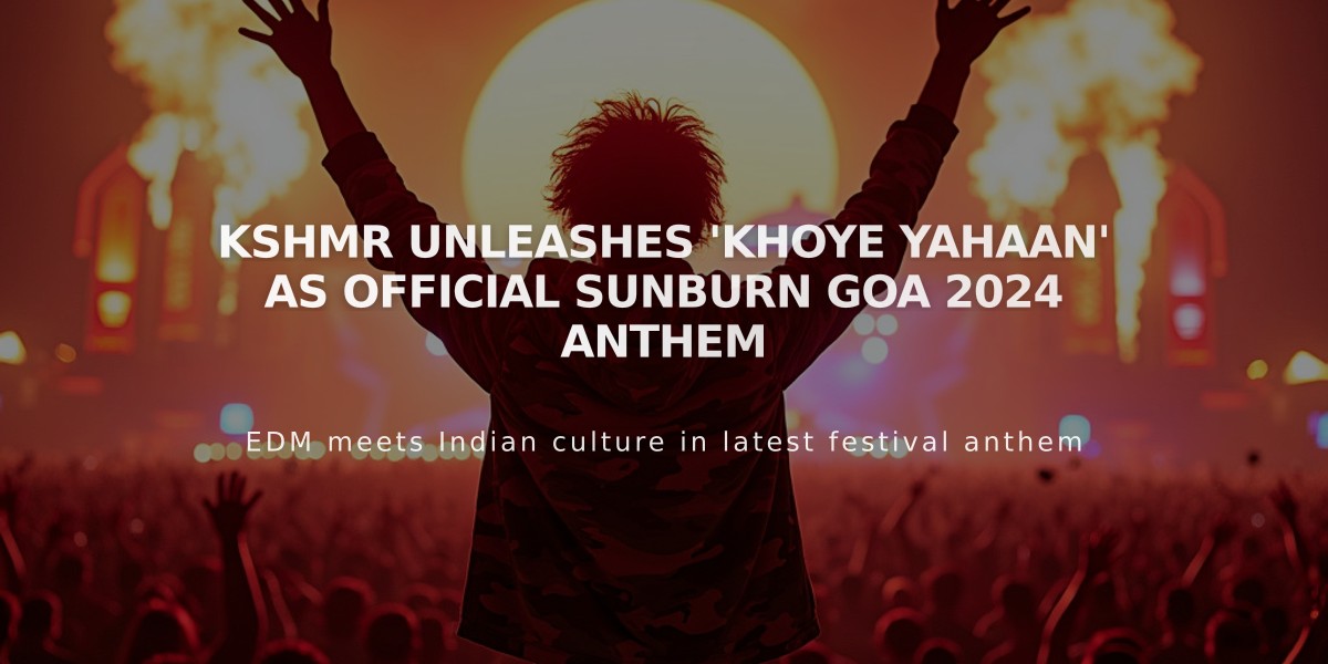 KSHMR Unleashes 'Khoye Yahaan' as Official Sunburn Goa 2024 Anthem