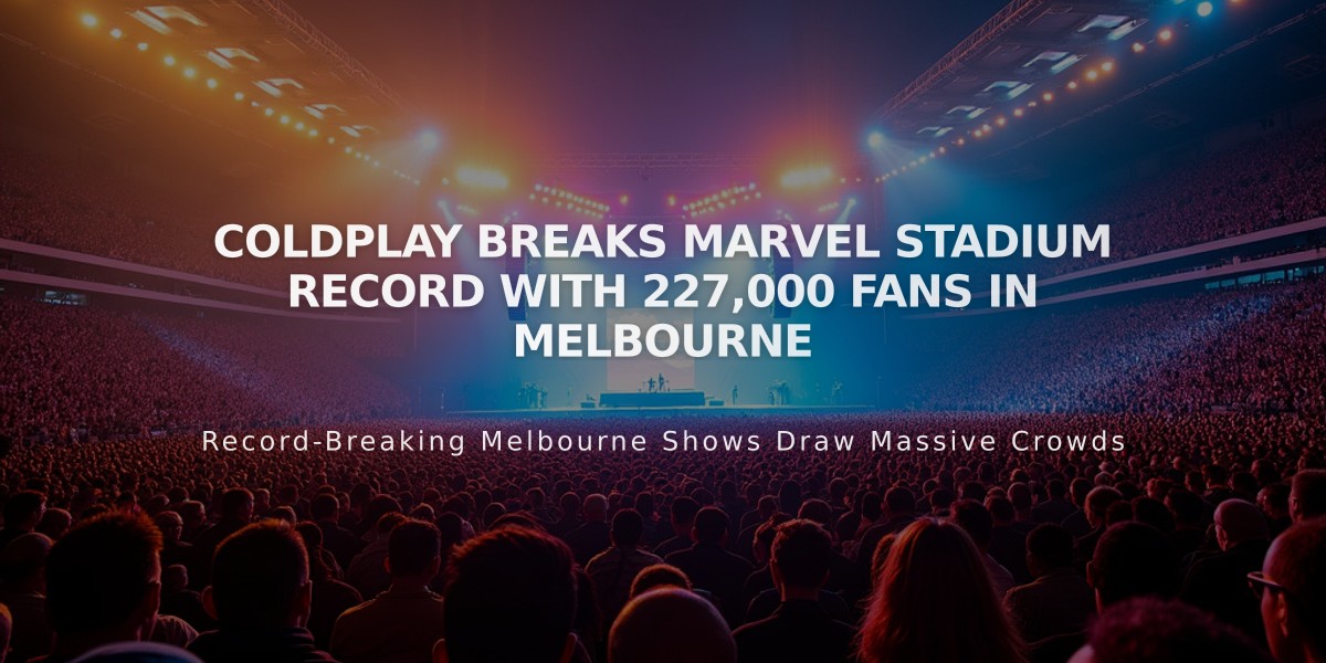 Coldplay Breaks Marvel Stadium Record with 227,000 Fans in Melbourne