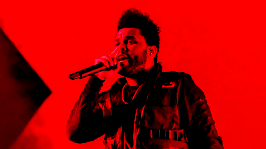 The Weeknd performing on stage