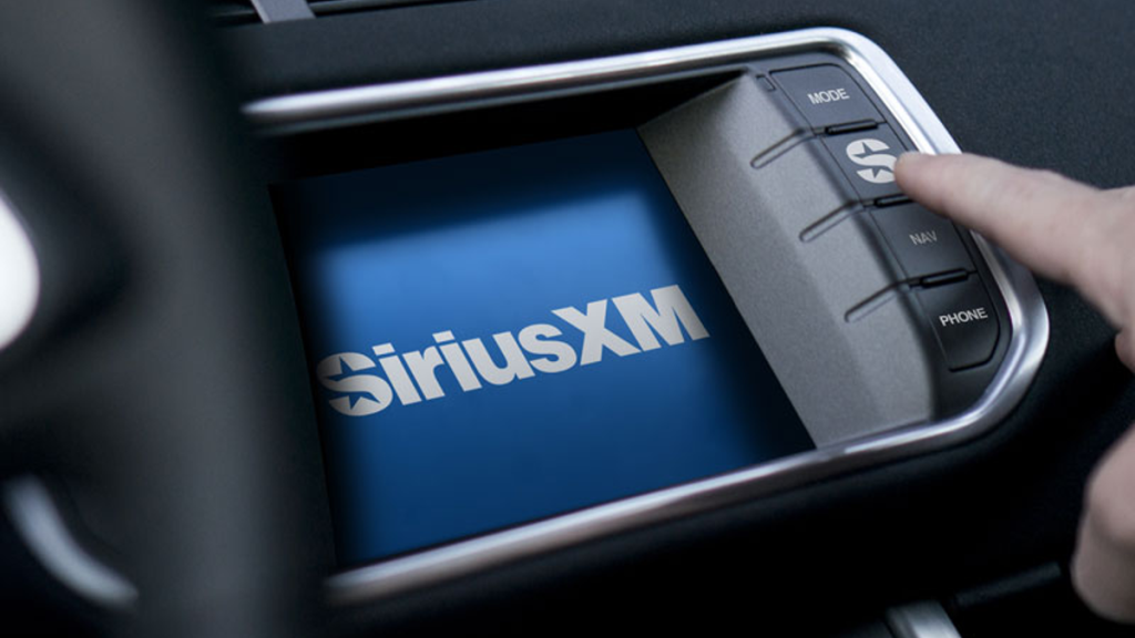 Car dashboard showing SiriusXM display