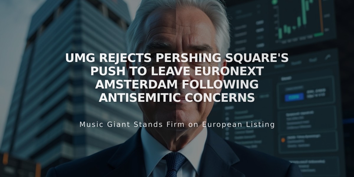 UMG Rejects Pershing Square's Push to Leave Euronext Amsterdam Following Antisemitic Concerns