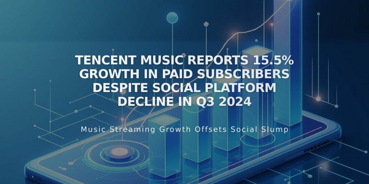 Tencent Music Reports 15.5% Growth in Paid Subscribers Despite Social Platform Decline in Q3 2024