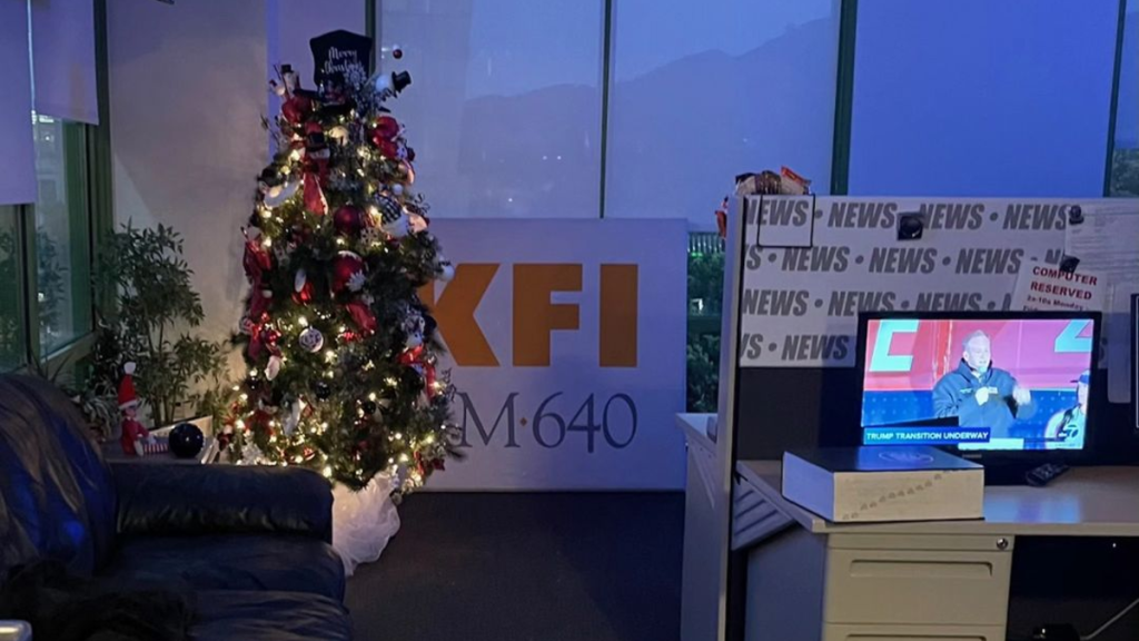 Christmas tree at KFI radio studio