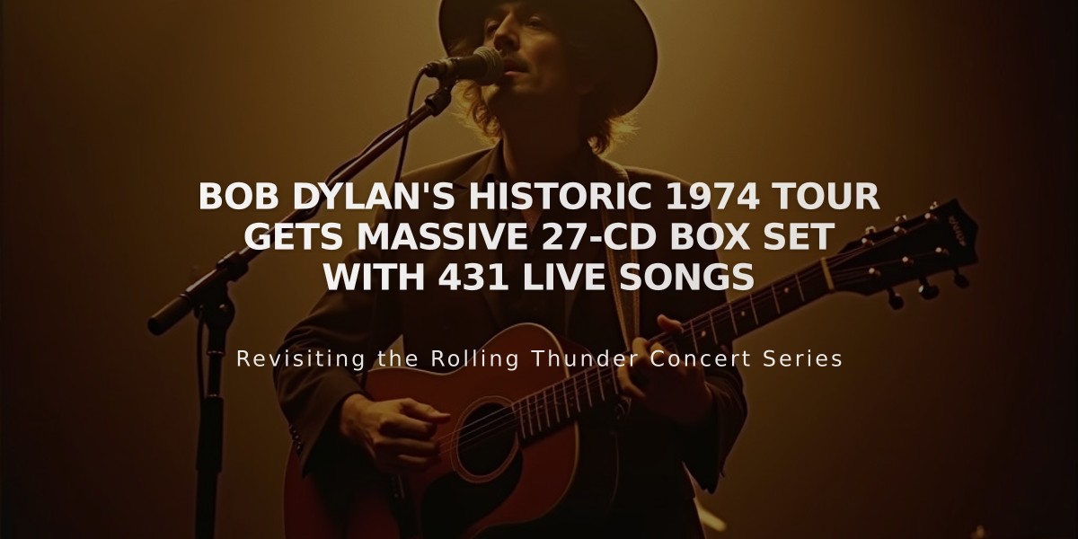 Bob Dylan's Historic 1974 Tour Gets Massive 27-CD Box Set with 431 Live Songs