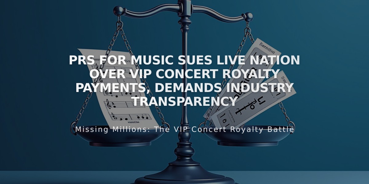 PRS for Music Sues Live Nation Over VIP Concert Royalty Payments, Demands Industry Transparency