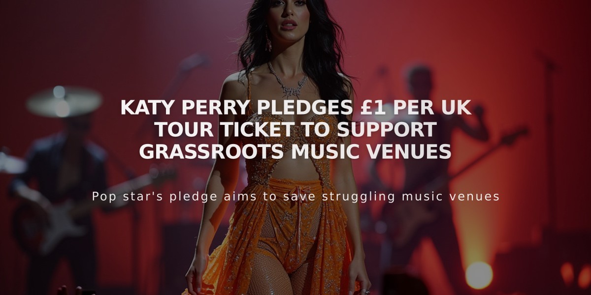 Katy Perry Pledges £1 Per UK Tour Ticket to Support Grassroots Music Venues