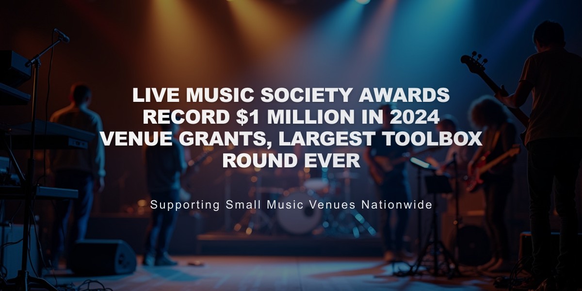 Live Music Society Awards Record $1 Million in 2024 Venue Grants, Largest Toolbox Round Ever