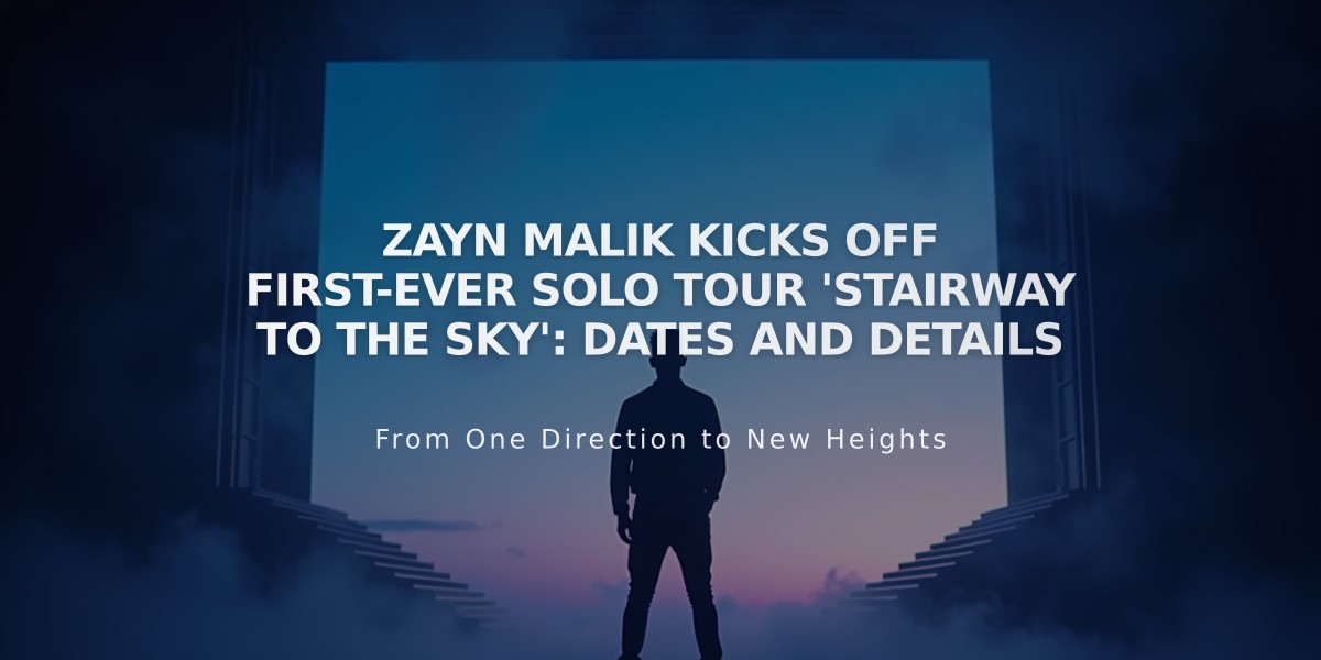 Zayn Malik Kicks Off First-Ever Solo Tour 'Stairway to the Sky': Dates and Details