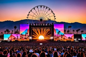 Coachella stage glows at dusk