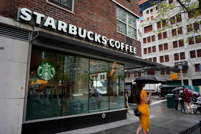 Starbucks store entrance with logo