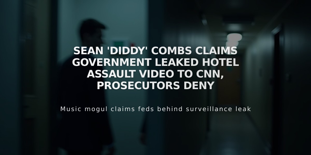 Sean 'Diddy' Combs Claims Government Leaked Hotel Assault Video to CNN, Prosecutors Deny