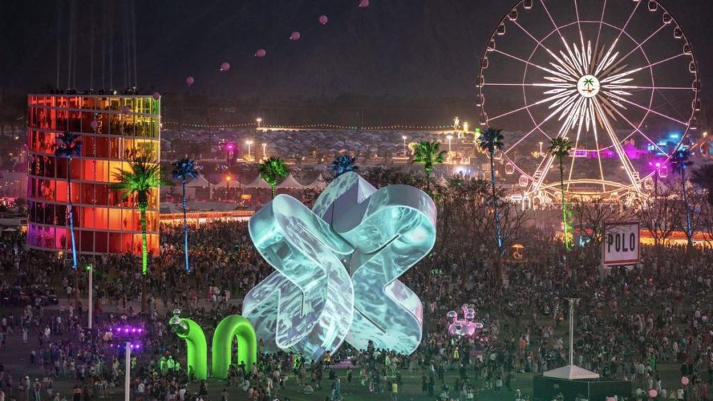 Coachella festival Ferris wheel at sunset