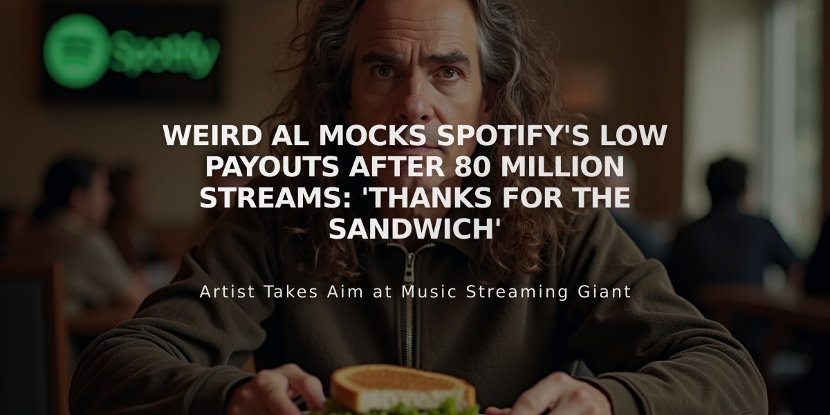 Weird Al Mocks Spotify's Low Payouts After 80 Million Streams: 'Thanks for the Sandwich'