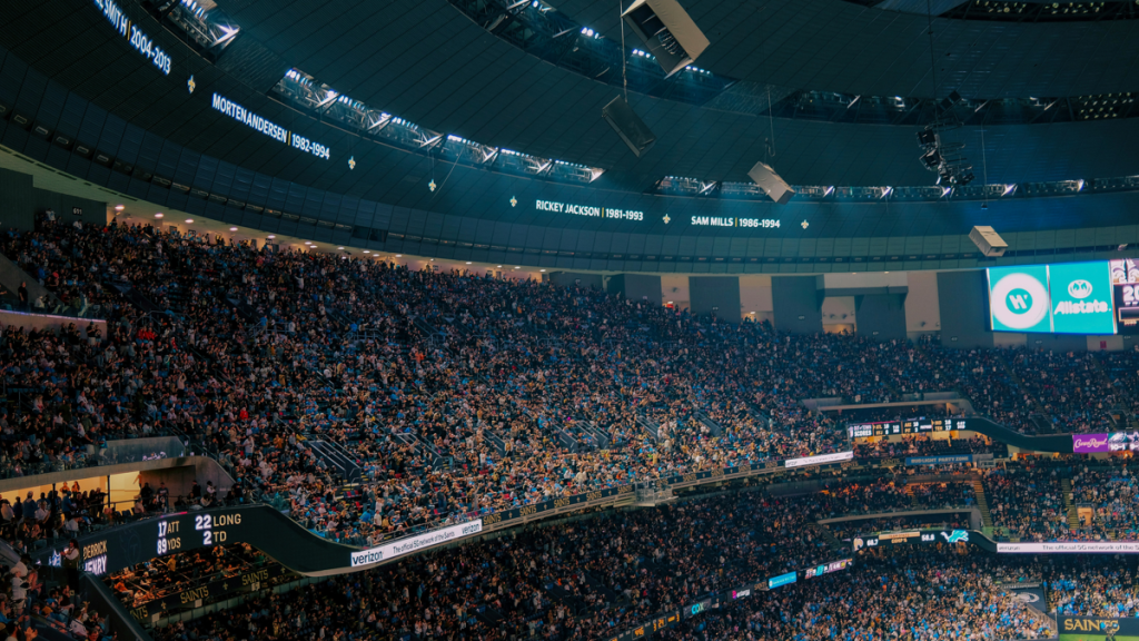 NFL stadium crowd watching football game