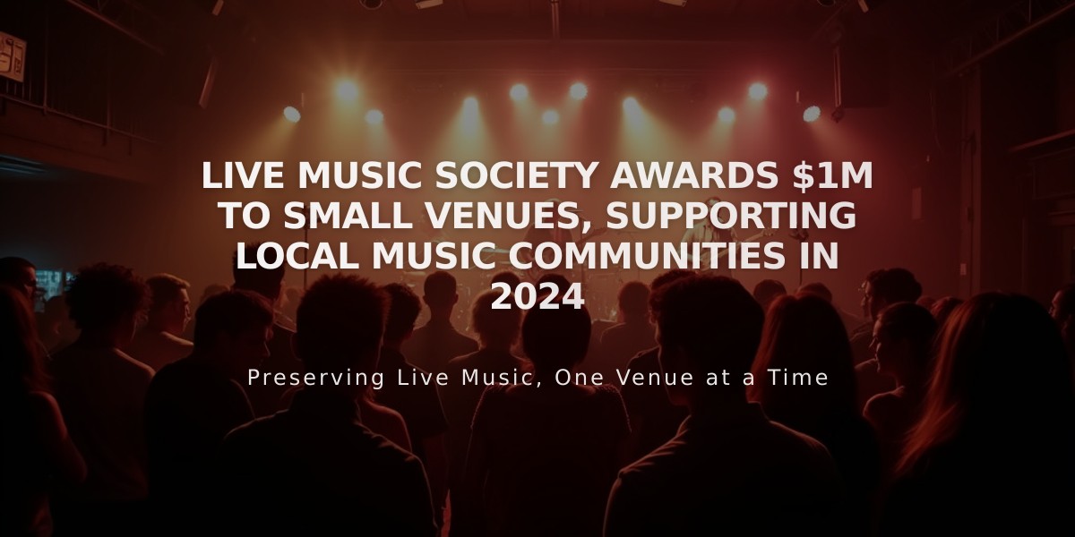 Live Music Society Awards $1M to Small Venues, Supporting Local Music Communities in 2024