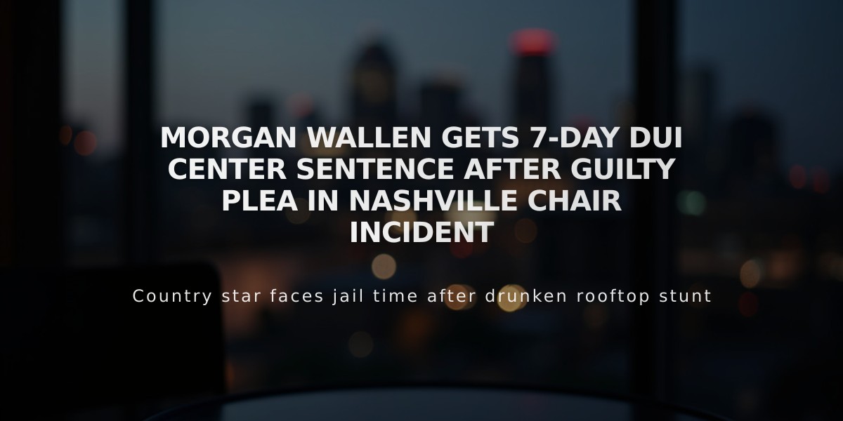 Morgan Wallen Gets 7-Day DUI Center Sentence After Guilty Plea in Nashville Chair Incident