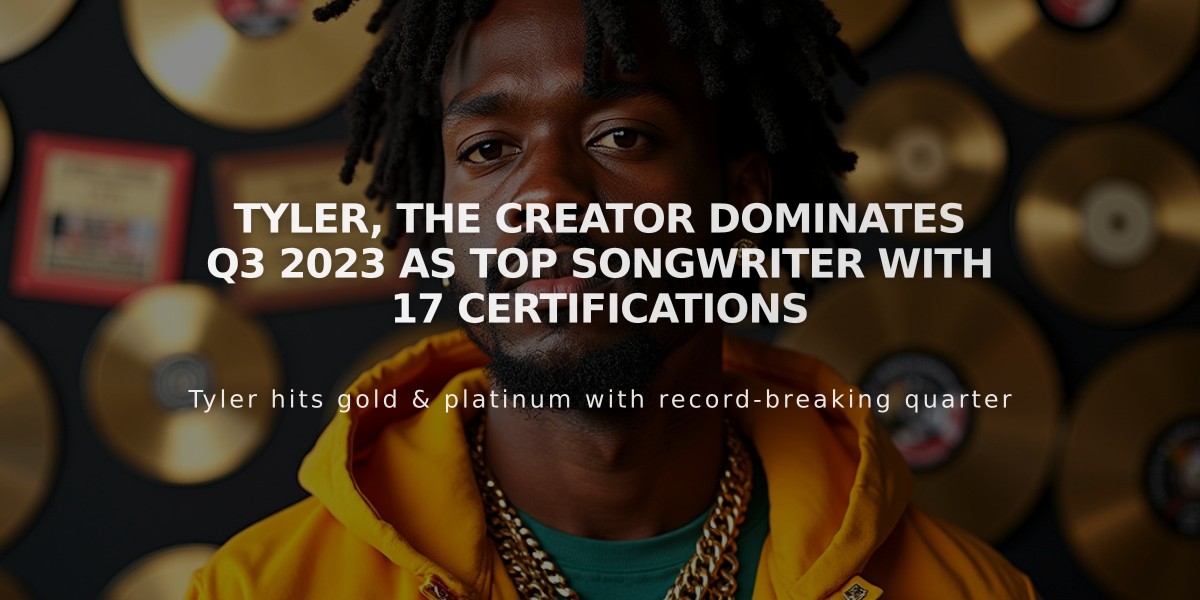 Tyler, The Creator Dominates Q3 2023 as Top Songwriter With 17 Certifications