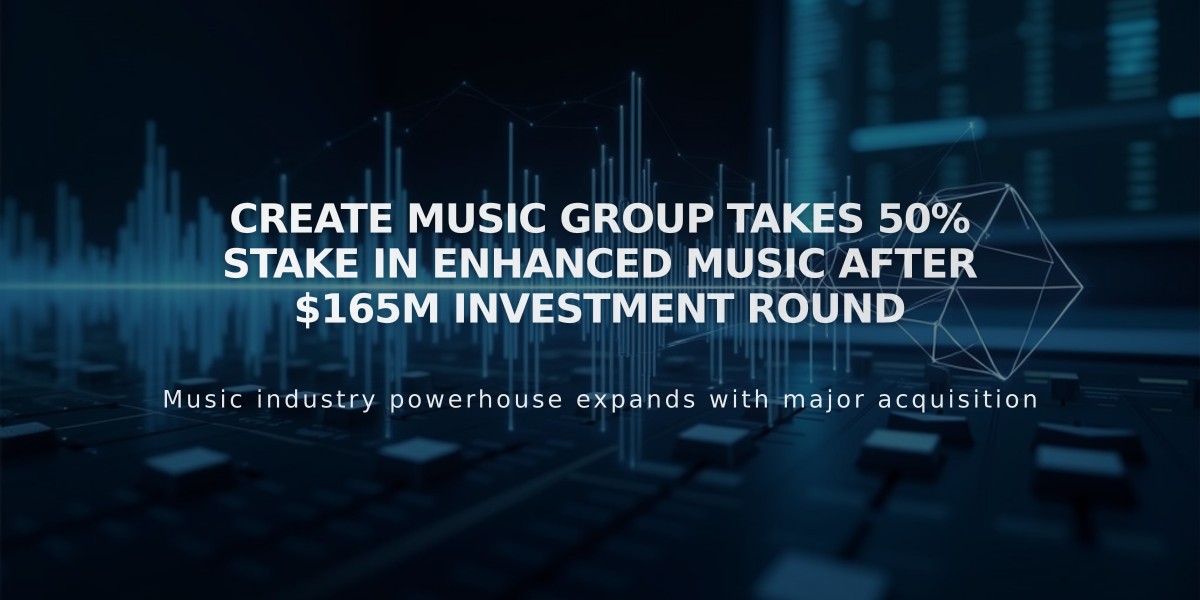 Create Music Group Takes 50% Stake in Enhanced Music After $165M Investment Round