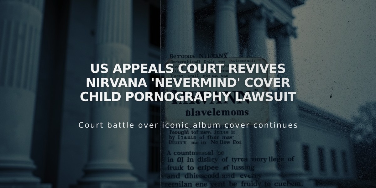 US Appeals Court Revives Nirvana 'Nevermind' Cover Child Pornography Lawsuit