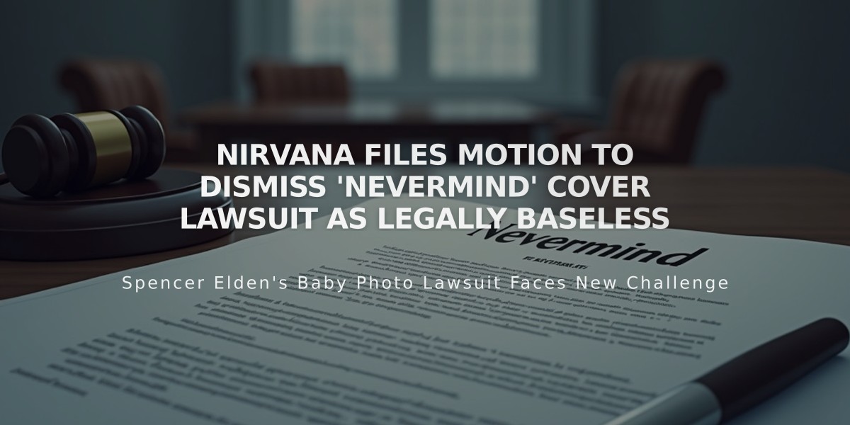 Nirvana Files Motion to Dismiss 'Nevermind' Cover Lawsuit as Legally Baseless