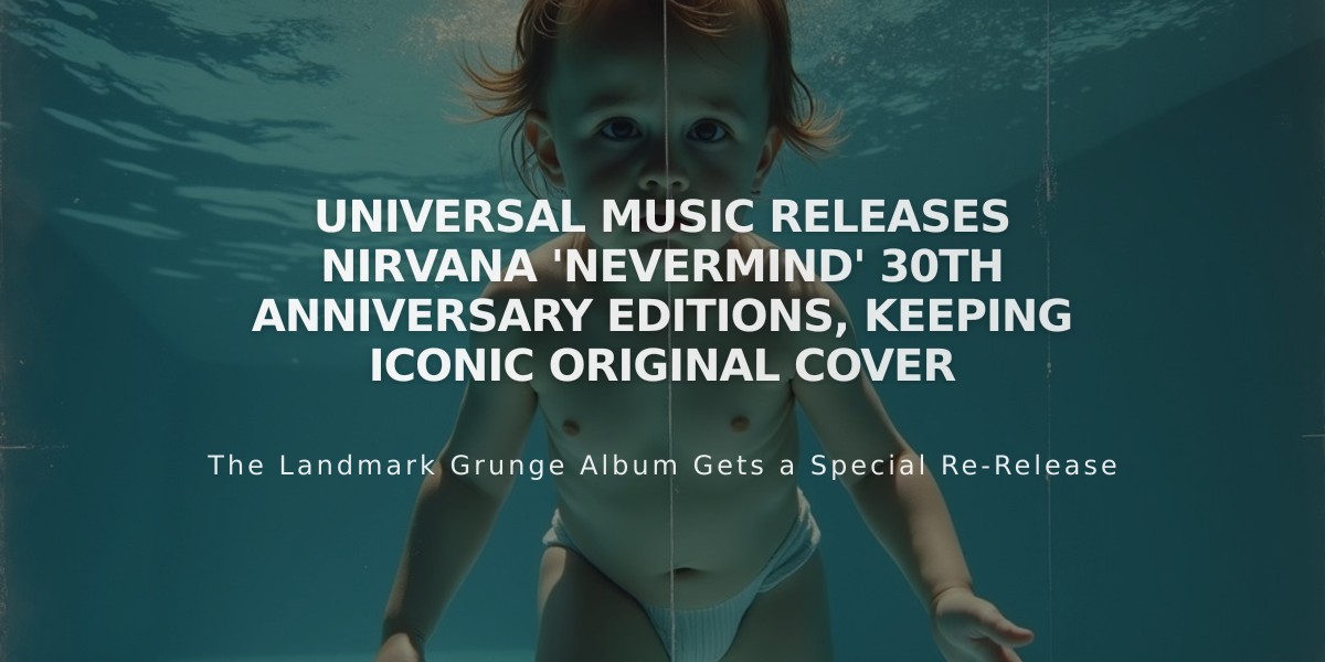 Universal Music Releases Nirvana 'Nevermind' 30th Anniversary Editions, Keeping Iconic Original Cover