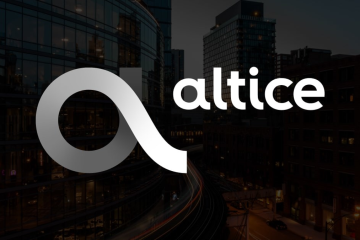 Altice logo against dark city skyline