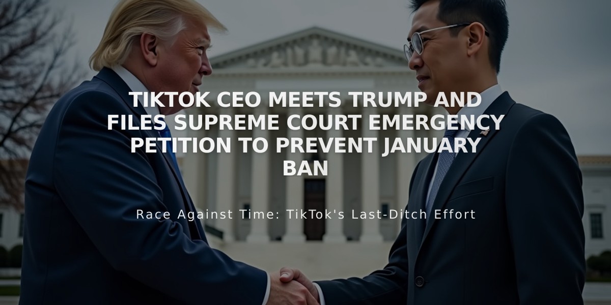 TikTok CEO Meets Trump and Files Supreme Court Emergency Petition to Prevent January Ban