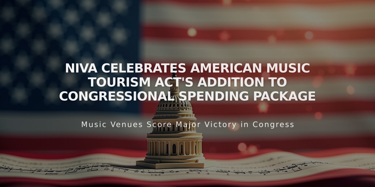 NIVA Celebrates American Music Tourism Act's Addition to Congressional Spending Package