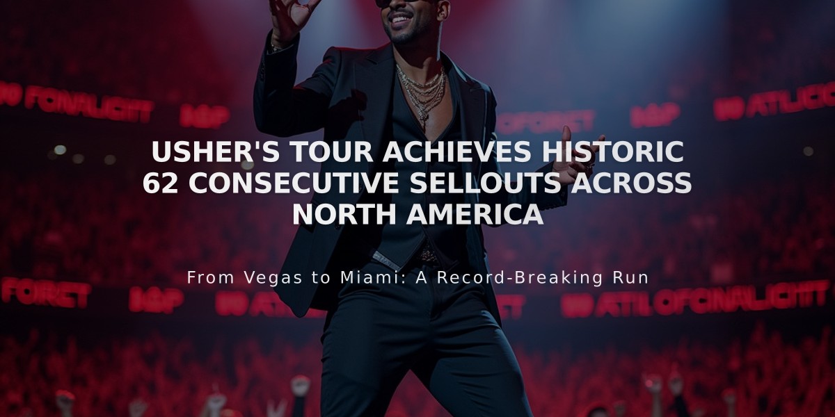 Usher's Tour Achieves Historic 62 Consecutive Sellouts Across North America