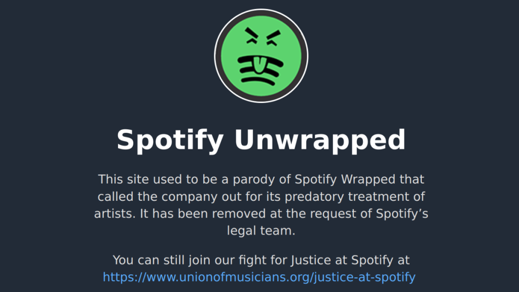 Spotify Unwrapped website error screen