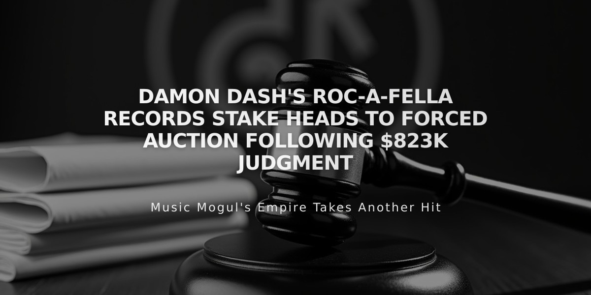 Damon Dash's Roc-A-Fella Records Stake Heads to Forced Auction Following $823K Judgment