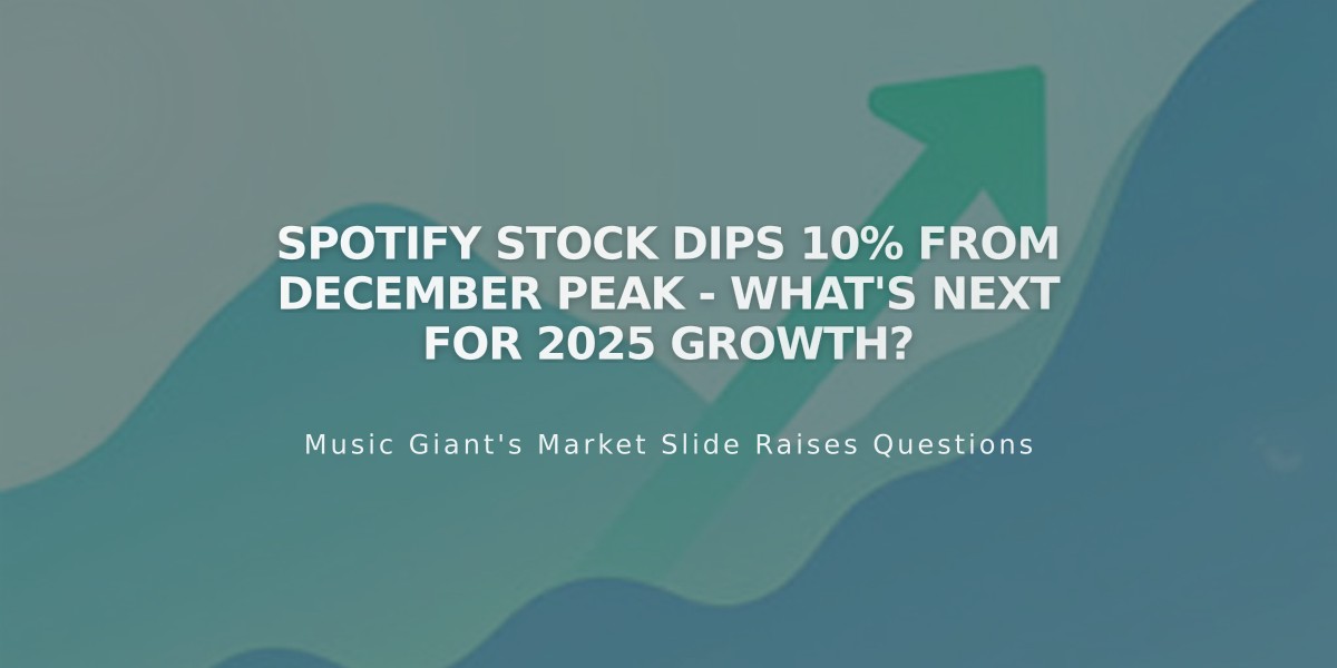 Spotify Stock Dips 10% From December Peak - What's Next for 2025 Growth?