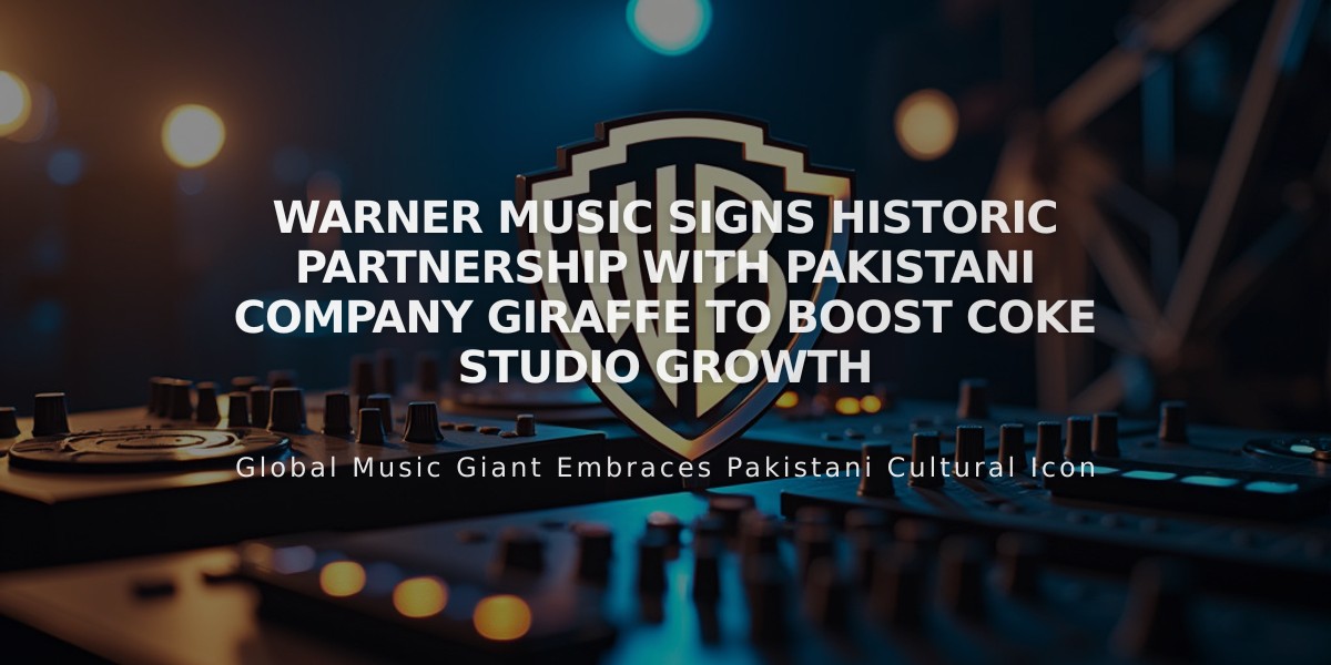 Warner Music Signs Historic Partnership With Pakistani Company Giraffe to Boost Coke Studio Growth