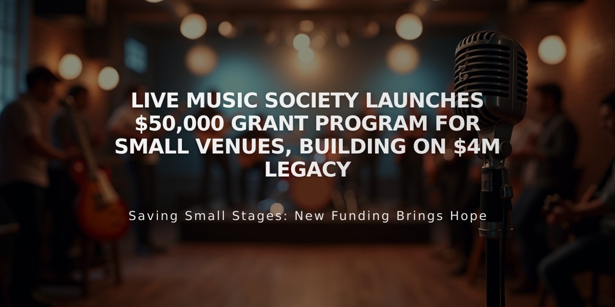 Live Music Society Launches $50,000 Grant Program for Small Venues, Building on $4M Legacy