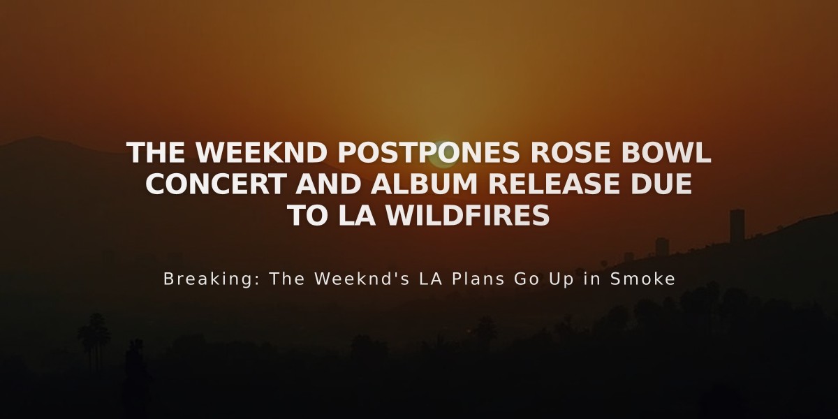 The Weeknd Postpones Rose Bowl Concert and Album Release Due to LA Wildfires