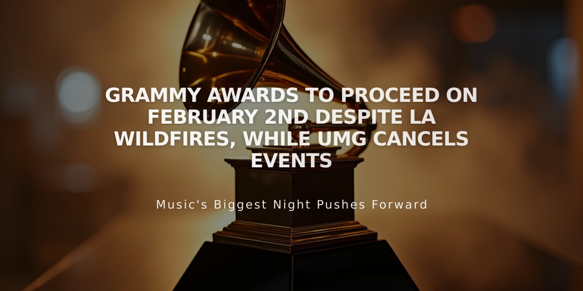 Grammy Awards to Proceed on February 2nd Despite LA Wildfires, While UMG Cancels Events