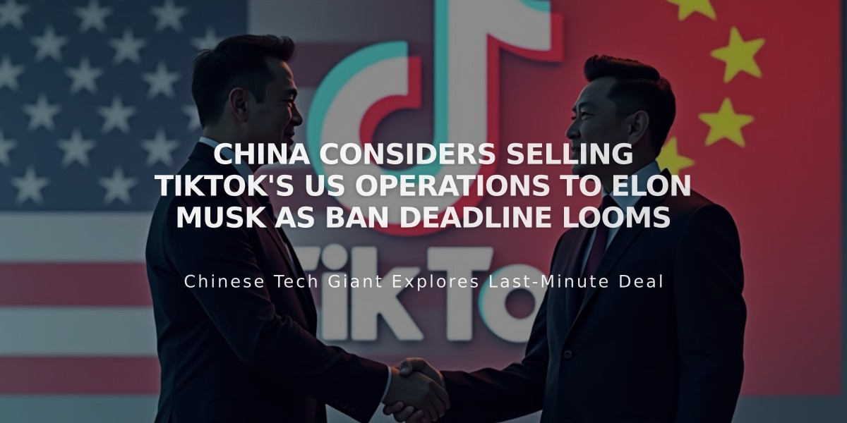 China Considers Selling TikTok's US Operations to Elon Musk as Ban Deadline Looms