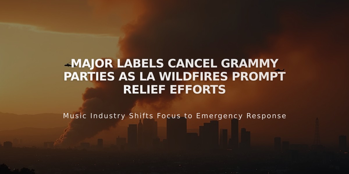 Major Labels Cancel Grammy Parties as LA Wildfires Prompt Relief Efforts