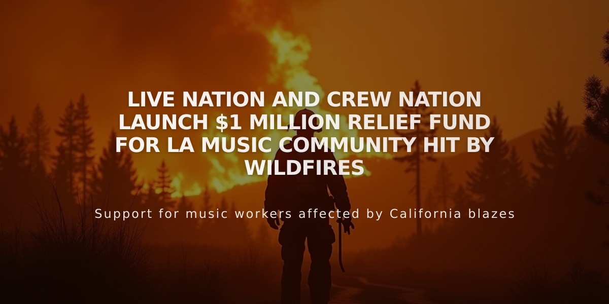 Live Nation and Crew Nation Launch $1 Million Relief Fund for LA Music Community Hit by Wildfires