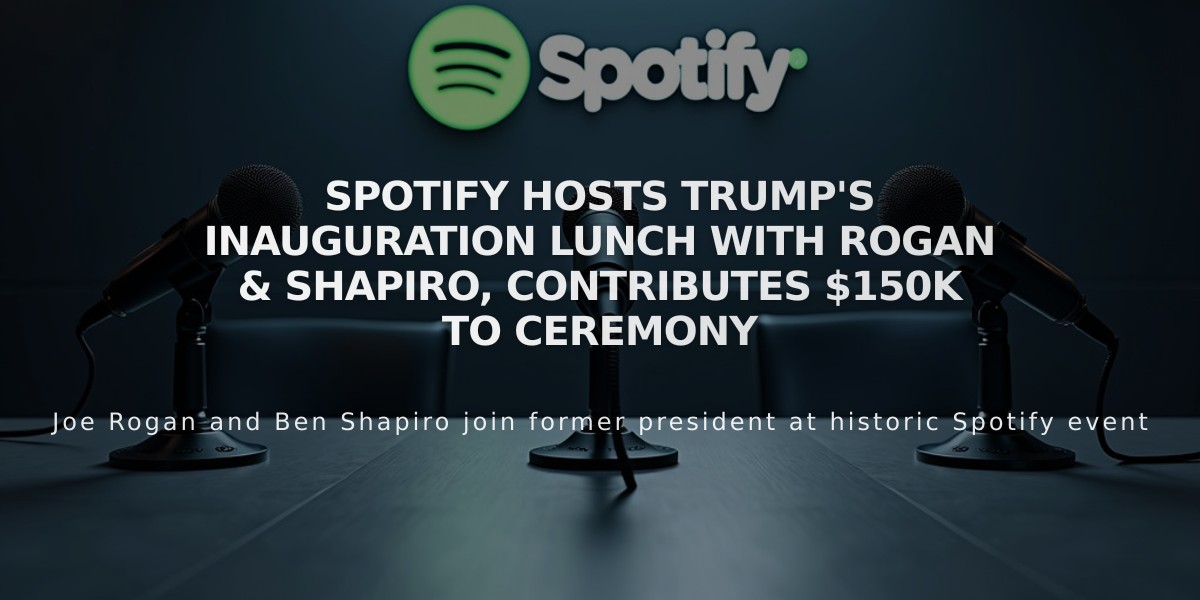 Spotify Hosts Trump's Inauguration Lunch with Rogan & Shapiro, Contributes $150K to Ceremony