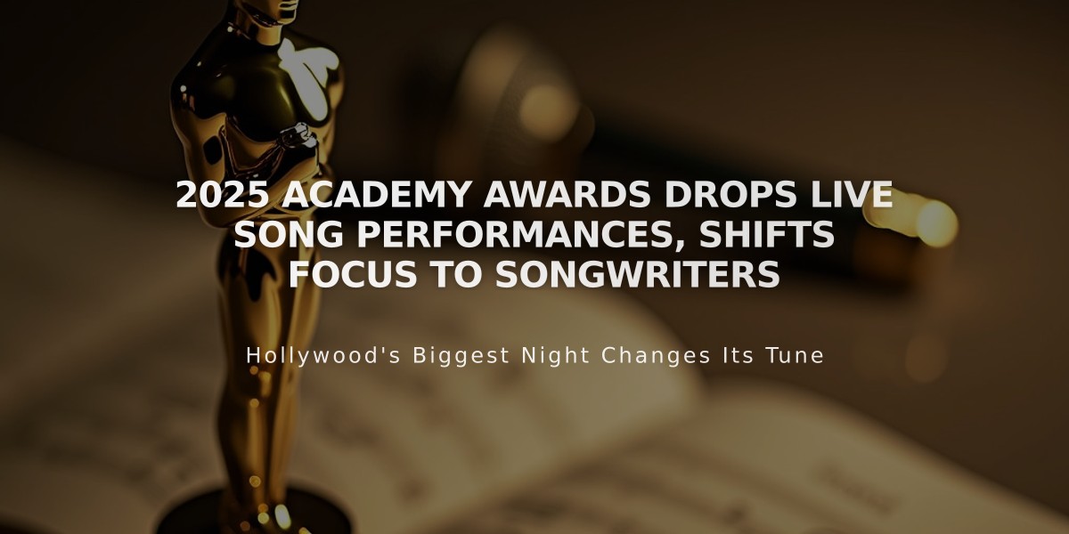 2025 Academy Awards Drops Live Song Performances, Shifts Focus to Songwriters